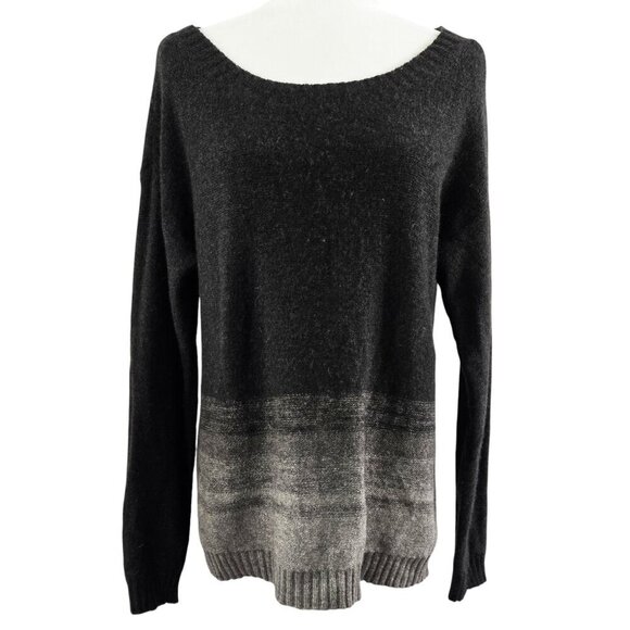 Eileen Fisher Yak Wool Silk Charcoal Gray Ombre Effect Bateau Neck Sweater - Picture 1 of 8